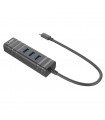 Lindy 43249 hub & concentrateur USB 3.2 Gen 1 (3.1 Gen 1) Type-C 5000 Mbit/s Noir
